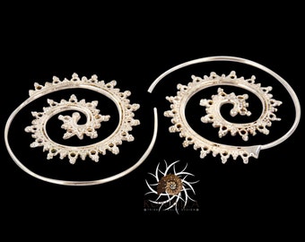 Silver Earrings - Silver Spiral Earrings - Gypsy Earrings - Tribal Earrings - Ethnic Earrings - Indian Earrings - Statement Earrings (ES2)