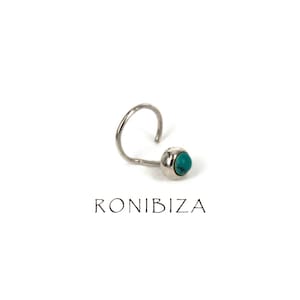 Tiny Turquoise Nose Stud, Sterling Silver Nostril Piercing, Tribal Indian Jewelry