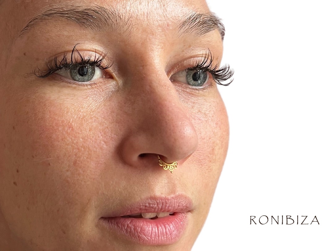 Buy Spiral Gold Septum Ring Septum Jewelry Septum Piercing 16G Septum  Ring Tribal Septum Ring Indian Septum Ring Tragus Ring (G23) Online 