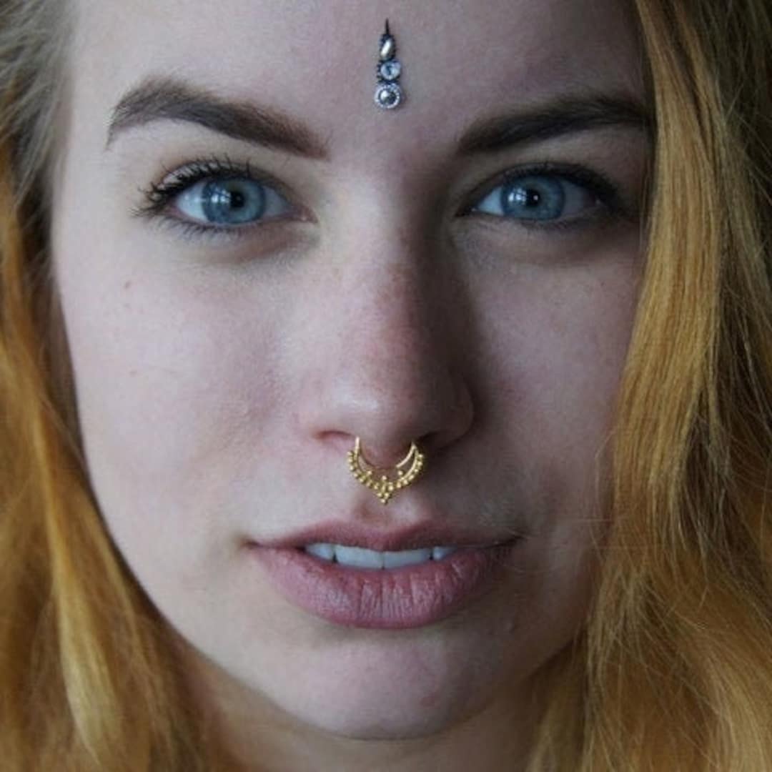 Unique Fake Septum Piercing, Gold Septum Cuff, Faux Piercing Nez, Daith