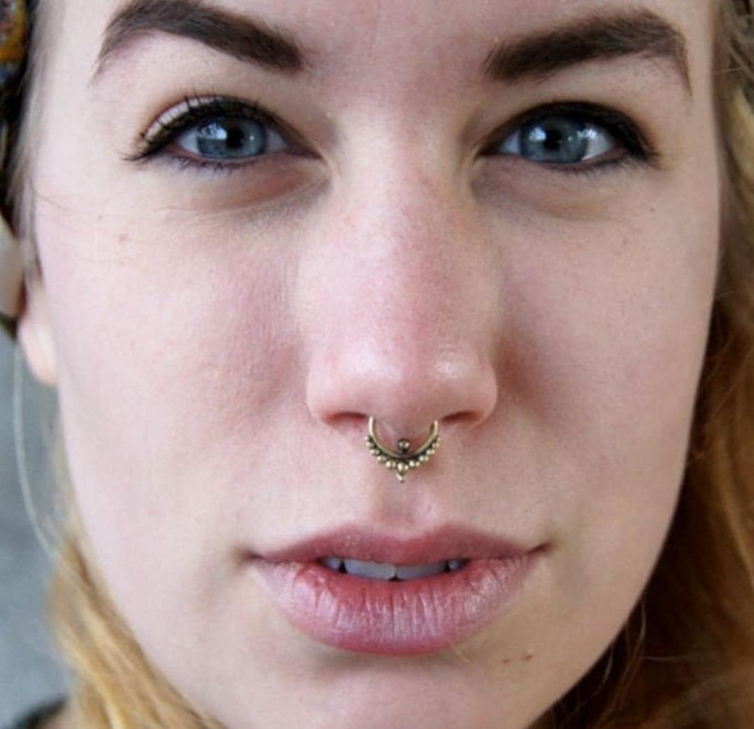 Gold Septum Ring 18G Septum Ring 16G Septum Ring Indian Etsy