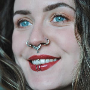 Bohemian Septum Ring, Tribal Septum Piercing 18/16G, Indian Septum Jewelry, Hippie Nose Jewelry, Tragus Ring, Cartilage Hoop Earring (G27)