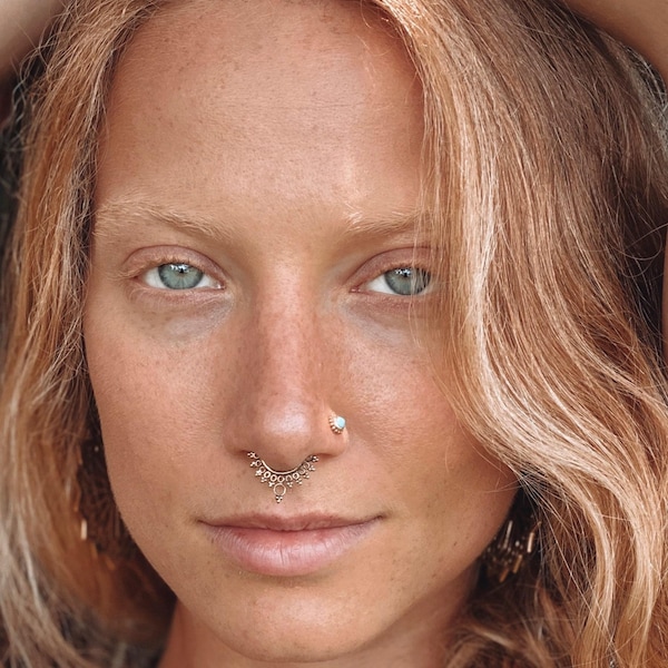 Messing septumring met clip – nep neuspiercing, tribale sieraden