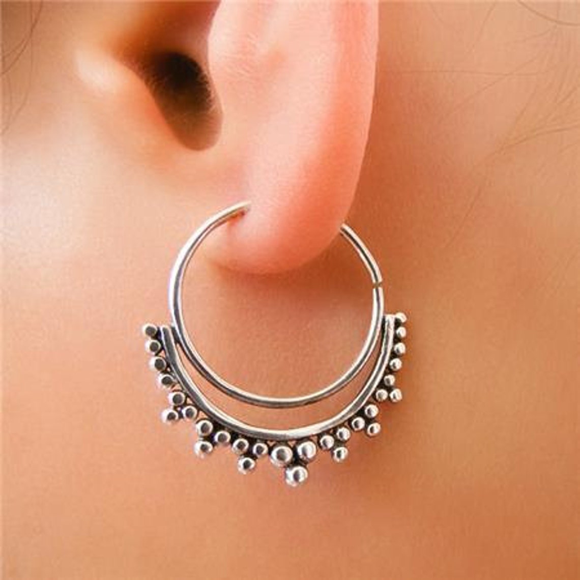 Silver Earrings Silver Hoops Gypsy Earrings Tribal Etsy