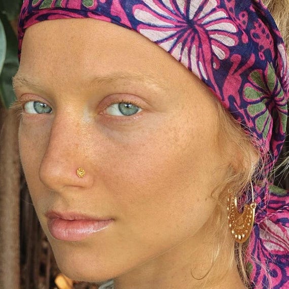 Gold Nose Stud - Tiny Nose Stud - Small Nose Stud - Tribal Nose Stud - Indian Nose Stud - Nose Jewelry - Nose Piercing - Nostril (NG18)