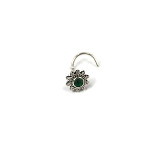 Green Onyx Gold Nose Stud, Tribal Nostril Jewelry, 20G image 8