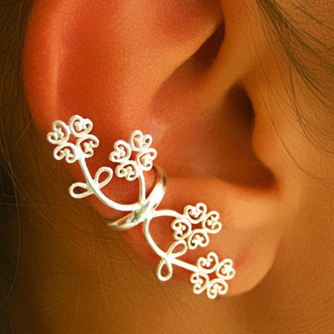 Silver Ear Cuff Ear Wrap Fake Ear Cuff Earcuff Jewelry Etsy