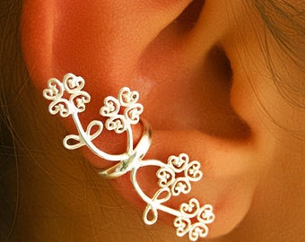 Silver Ear Cuff - Ear Wrap - Fake Ear Cuff - Earcuff Jewelry - Cuff Earrings - Wrap Earrings - Cartilage Earring - Non Pierced Ear Cuff