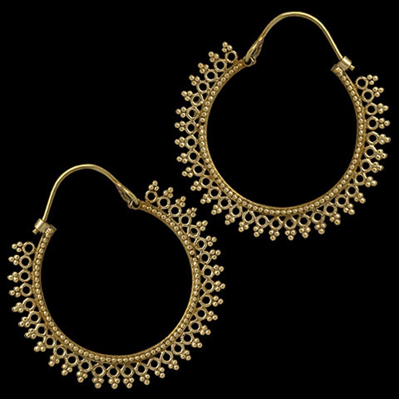 Brass Earrings Brass Hoops Gypsy Earrings Tribal Etsy