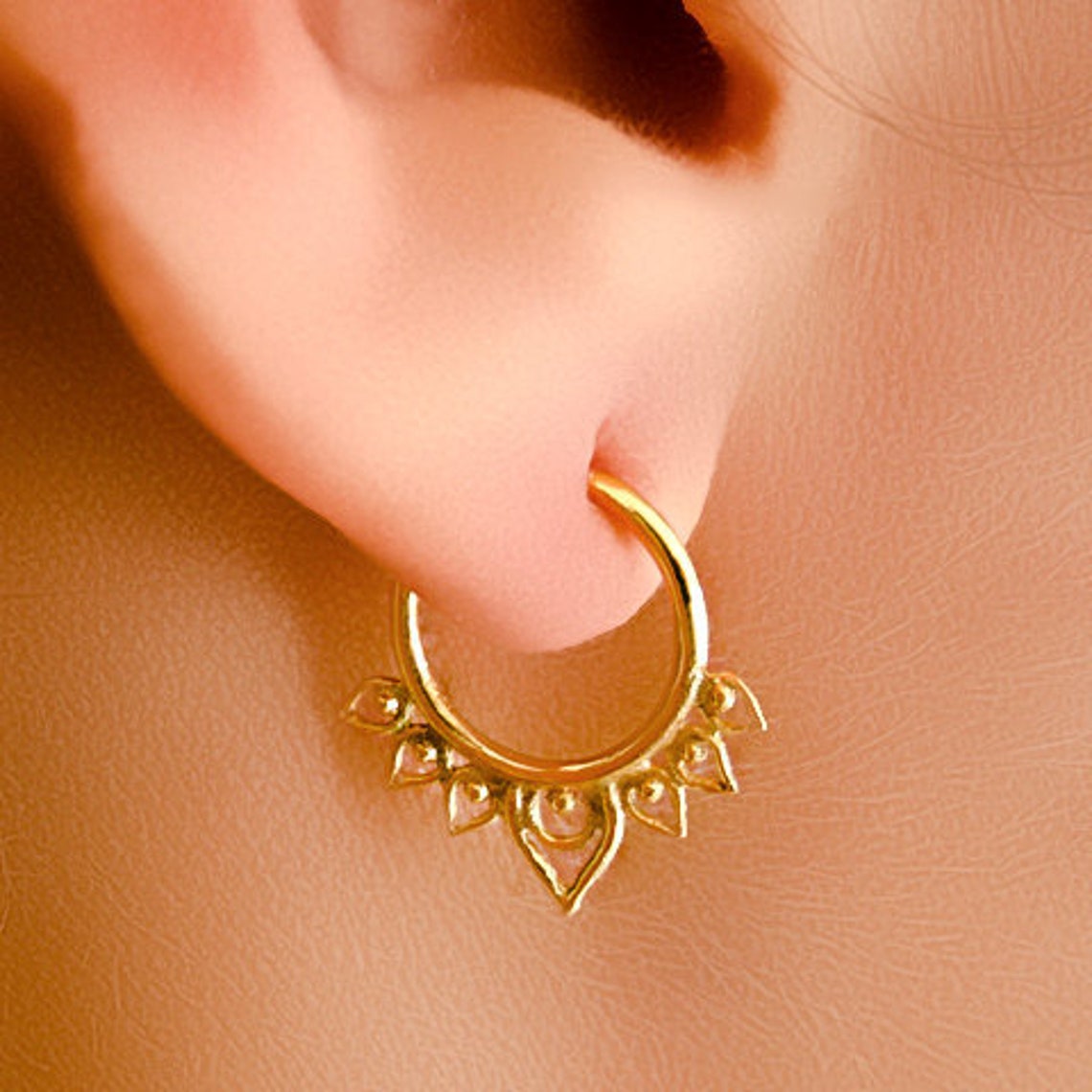 Brass Lotus Septum Ring Tribal Septum Jewelry Indian Septum Etsy