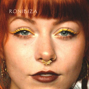 Piercing para el tabique nasal con flor de loto, chapado en oro, 16 g