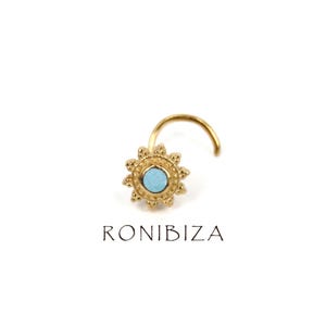 Türkis Nase Bolzen, Tribal Nasenschmuck, Kleines Piercing 20G, kleiner Nasenflügel, gebogener Nasenstecker, kleiner Nasenschmuck