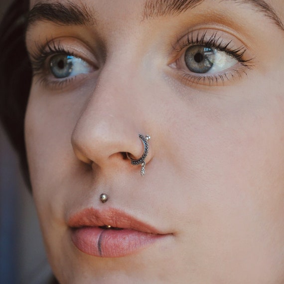 Sterling Silver Nose Ring Indian Nose Hoop Tribal Nose Ring