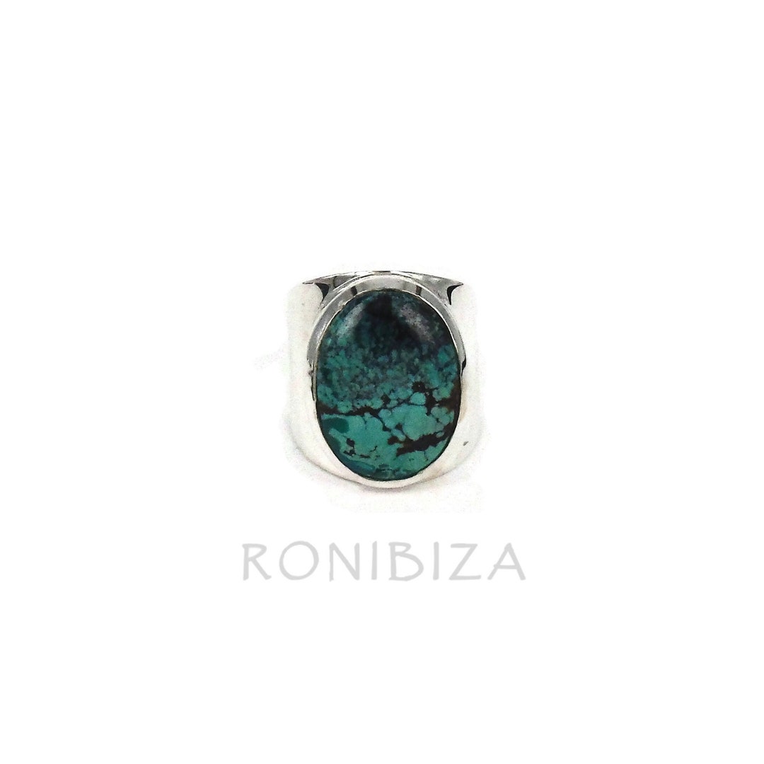 Tibetan Turquoise Sterling Silver Ring: Wide Band Tribal Jewelry - Etsy