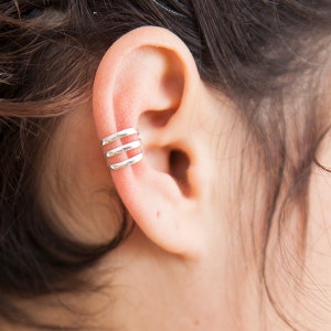 Manchette d'oreille en argent - Tour d'oreilles - Faux bijou d'oreille - Bijoux d'oreilles - Manchettes d'oreilles - Boucles d'oreilles wrap - Boucle d'oreille cartilage - Manchette d'oreille non percée