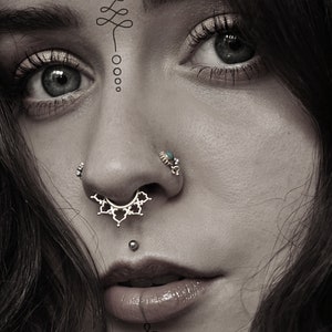 Silver Septum Ring - Septum Jewelry - Septum Piercing - 18G Septum Ring - Indian Septum Ring - Tribal Septum Ring - Nose Piercing (S56)