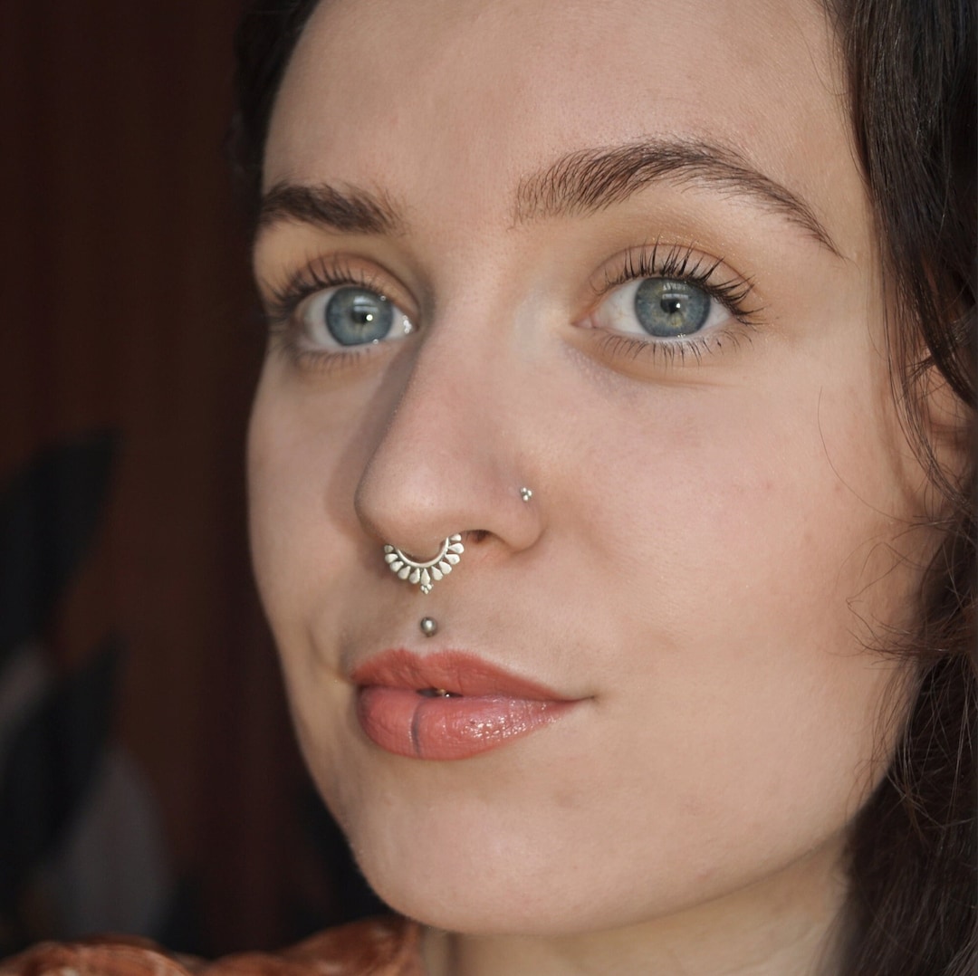 Hair Septum Piercing Fat Face Fake Nose Ring Clip On Sparkly