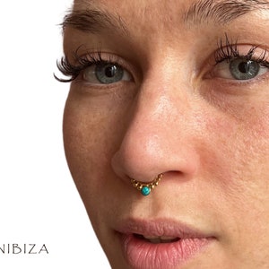 Gold Septum Ring - 16G Septum Ring - Indian Septum Ring - Tribal Septum Ring - Septum Jewelry - Septum Piercing - Nose Jewelry (G20)