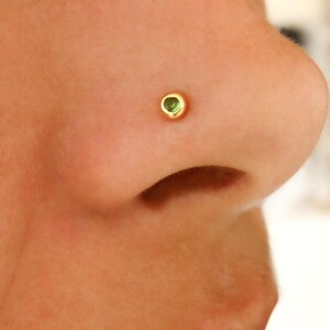 Green Onyx Gold Nose Stud, Nostril Piercing Jewelry