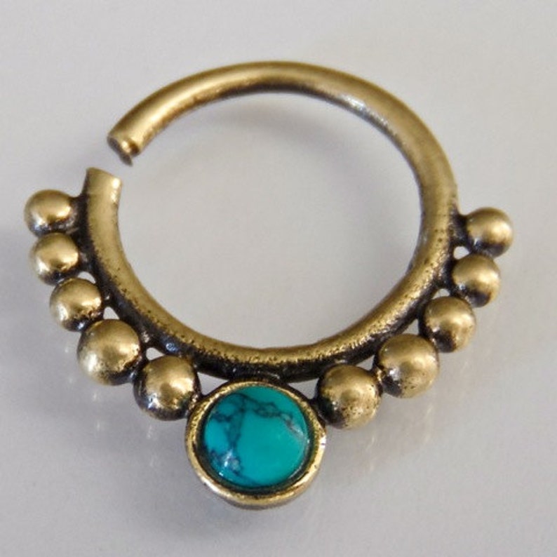Eta Turquoise Septum Ring Indian Septum Ring Septum Piercing 16G septum Ring Tribal Septum Ring Septum Jewelry OB20