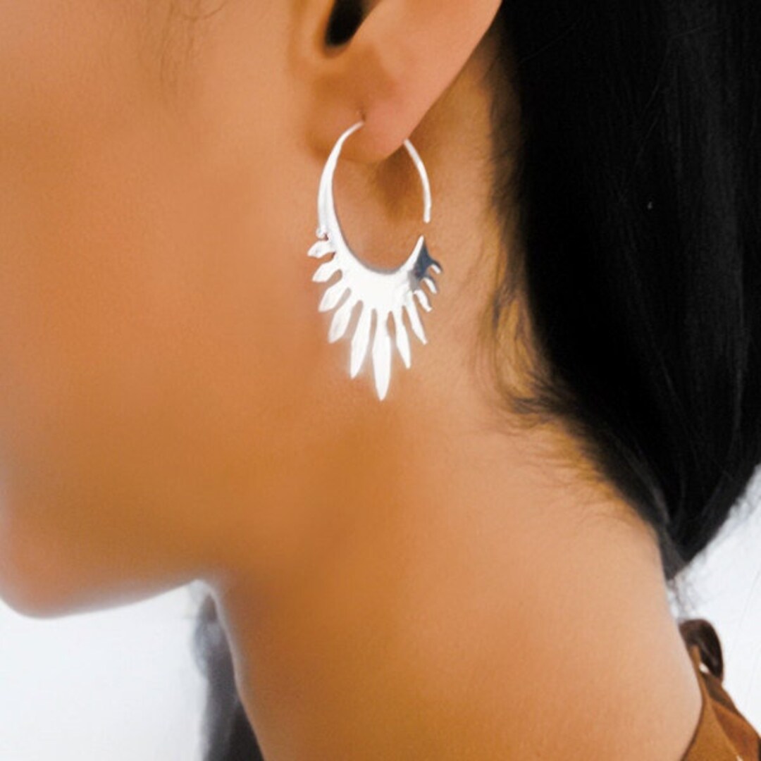 Boucles D'Oreilles Créoles Violet Et Argent - Diamètre 6,5 Cm - Fantaisie - Neuf Avec étiquettes
