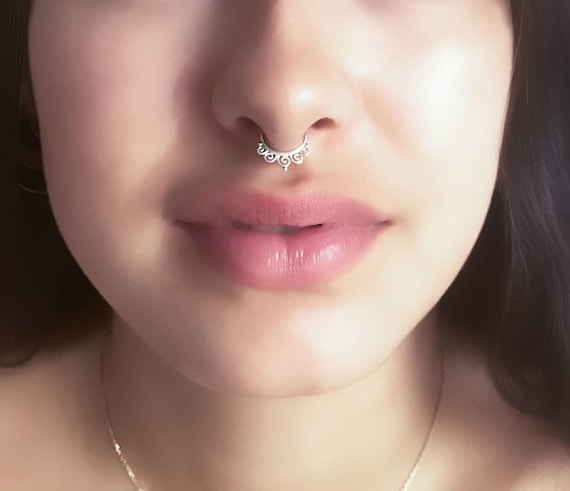 Indian Septum Ring Septum Piercing Silver Septum 16G Septum Ring Septum Jewelry Tribal Septum Ring Sterling Silver Septum S23 Etsy