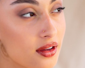 Piccolo piercing al naso in argento sterling placcato oro - Gioielli tribali indiani per le narici, NG15