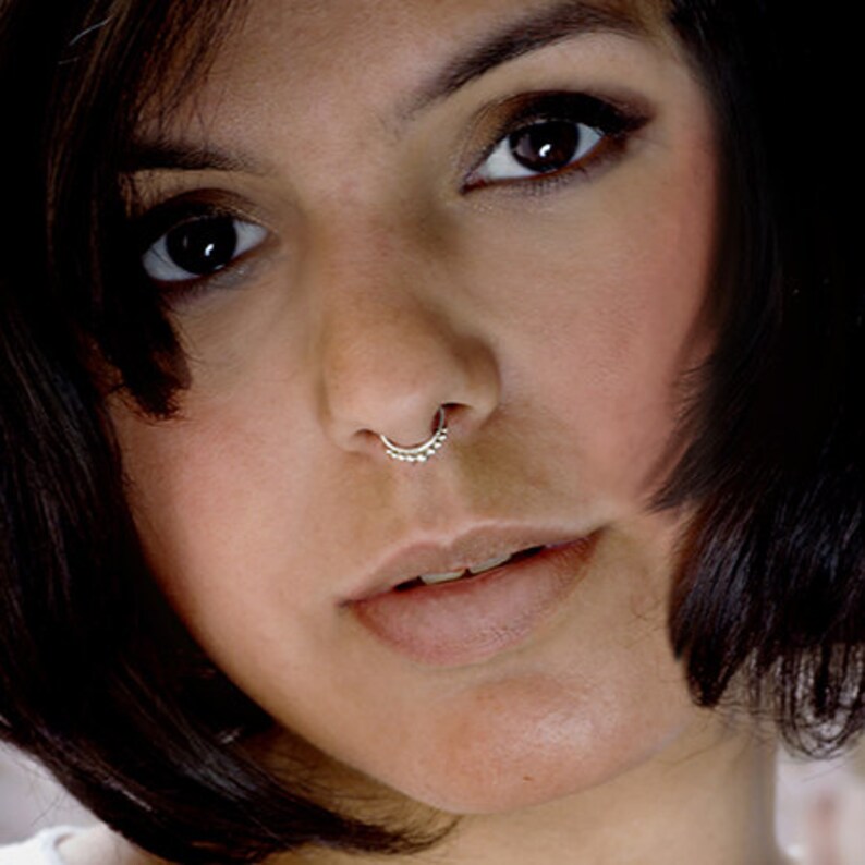 Tiny Sterling Silver Fake Septum Ring Faux Septum Jewelry Etsy