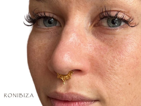 achat bijou Faux piercing septum inspiration fleur de Lotus