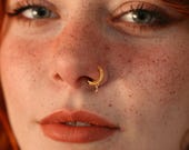 Gold Nose Ring - Gold Nose Hoop - Indian Nose Ring - Tribal Nose Ring - Nose Jewelry - Nose Piercing - Nostril Ring - Nostril Jewelry NL3GP