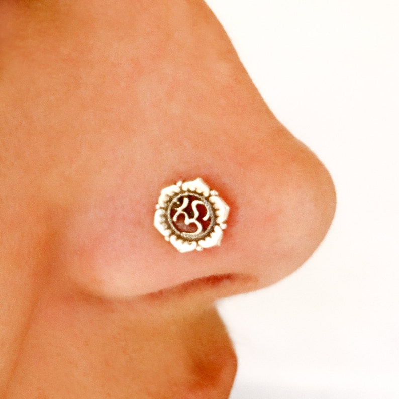 Indian Nose Stud Ohm Jewelry Gold Plated Nose Piercing Etsy