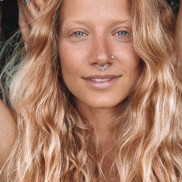 Ajeet Silver Septum Ring - Septum Jewelry - Septum Piercing - 18G Septum - 16G Septum Ring - Indian Septum Ring - Tribal Septum Ring (S4)