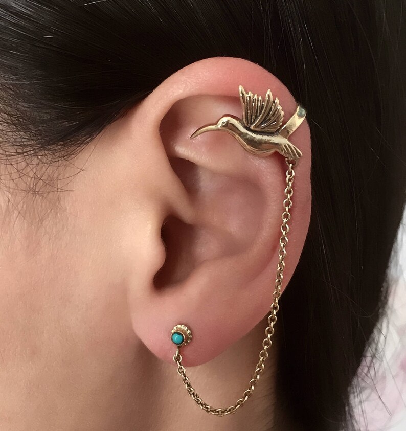 Brass Ear Cuff Chain Ear Cuff Ear Cuff With Chain Etsy