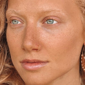 Tribal Nose Piercing, Indian Nose Ring, Nostril Jewelry, Nostril Piercing, Gold Plated Piercing, 20g Nose Ring, Nose Piercing, Nose Jewelry