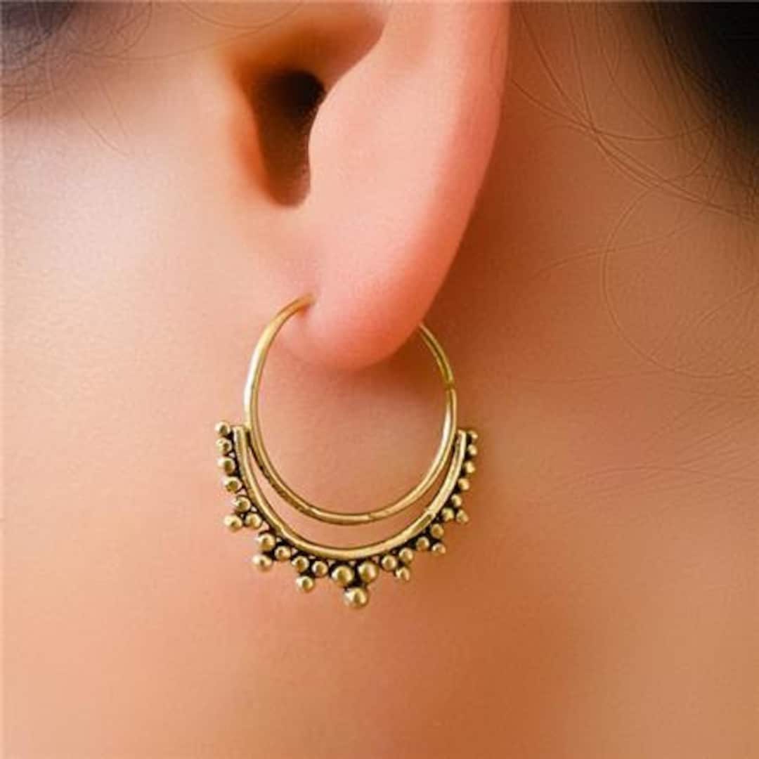 Brass Earrings Brass Hoops Gypsy Earrings Tribal Earrings Ethnic