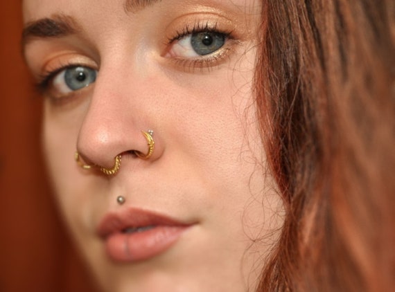 Gold Nose Ring Gold Nose Hoop Indian Nose Ring Tribal Nose Ring Nose Jewelry  Nose Piercing Nostril Ring Nostril Jewelry NL9GP - Etsy