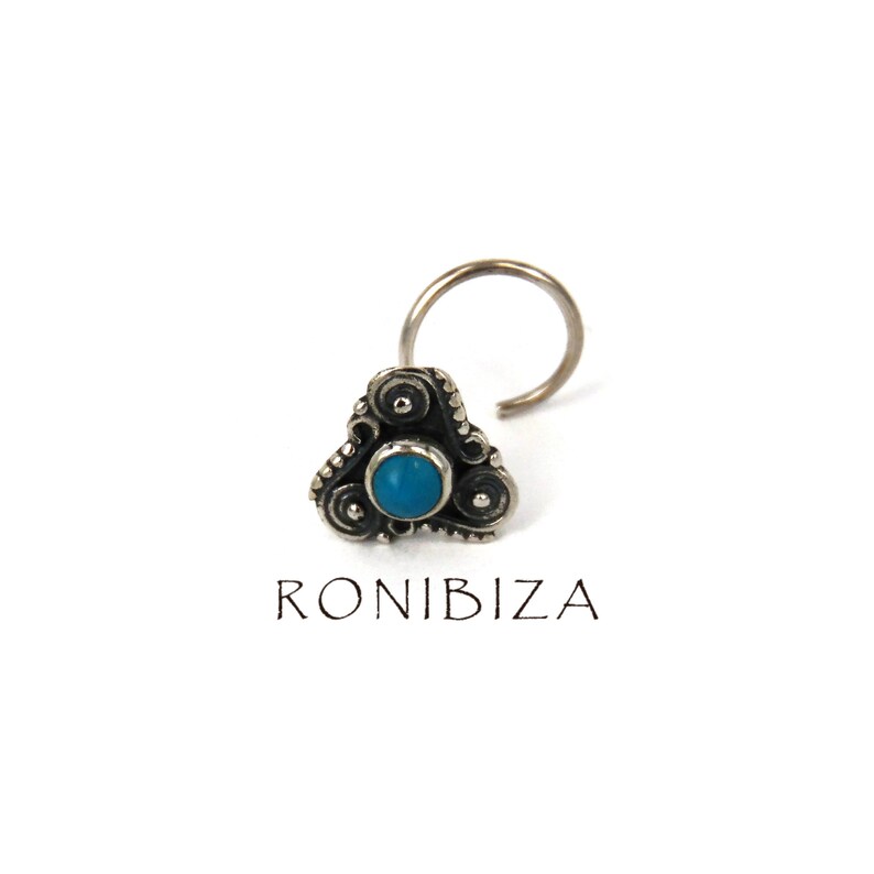 Silver Nose Stud Turquoise Nose Stud Nose Jewelry Indian Nose Stud Nostril -NS12 Tiny Nose Stud Tribal Nose Stud Nose Piercing