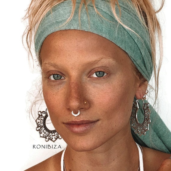 Tiny Sterling Silver Fake Septum Ring Faux Septum Jewelry Tribal