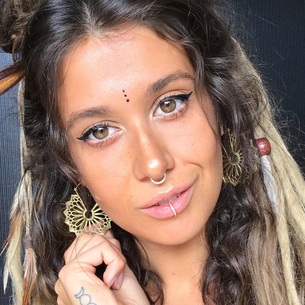 18G Gold Plated Septum Ring, Tribal Clicker, Small Septum Jewelry