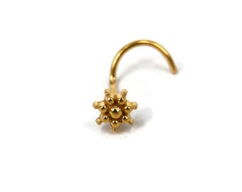 Piercing al naso in argento sterling placcato oro, stile tribale indiano (calibro 20)