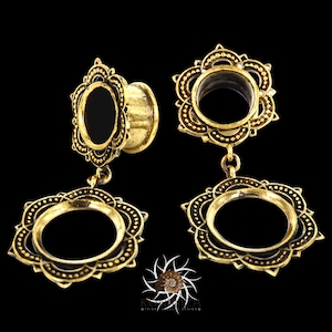 Jaya Brass Plugs - Ear Plugs - Ear Gauges - Tribal Plugs - Indian Plugs - Piercing Plugs - Gauge Jewelry - Ear Tunnel - Brass Tunnel (BT15)