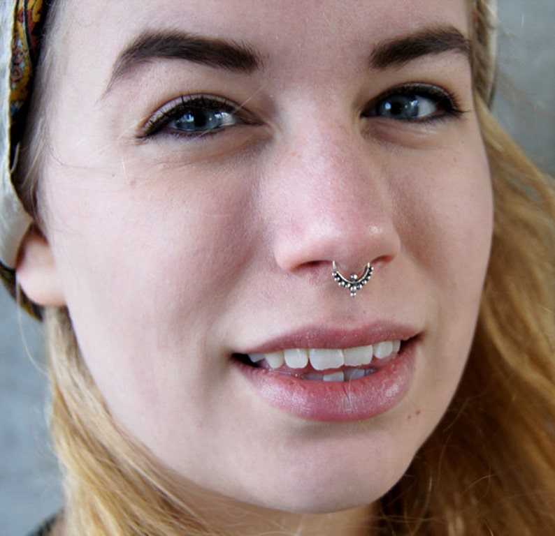 Septum Piercing Indian Nose Ring 18G Septum Ring Tribal Septum Ring S...