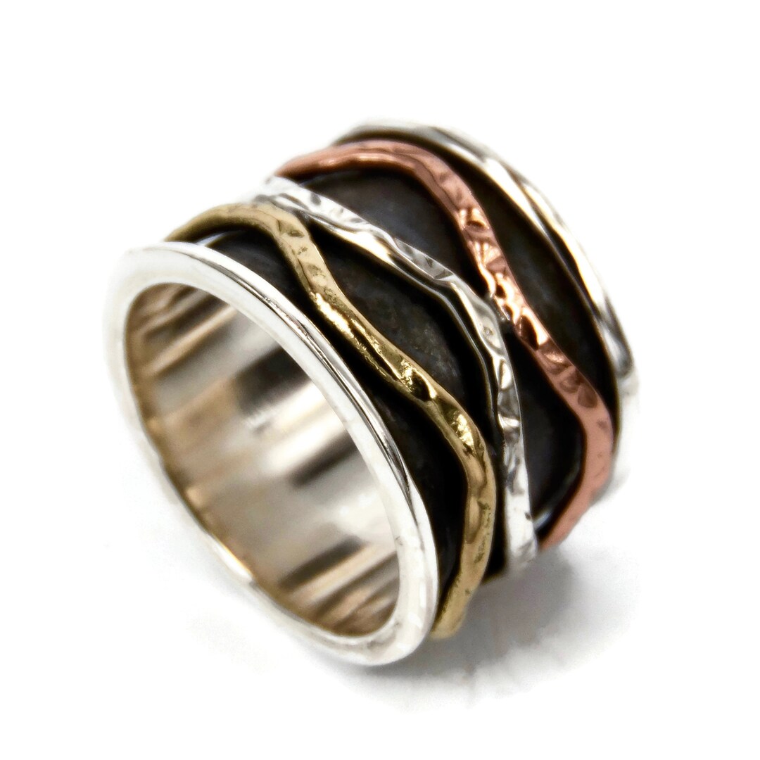 Devi Spinner Ring Meditation Ring Anti Stress Ring Three Metal Rings