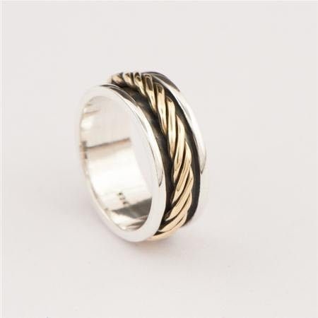 Dia Spinner Ring - Meditation Ring - Anti Stress Ring - Three Metal Rings - Multi Metal Ring - Mixed Metal Ring - Unisex Ring - Yoga Ring