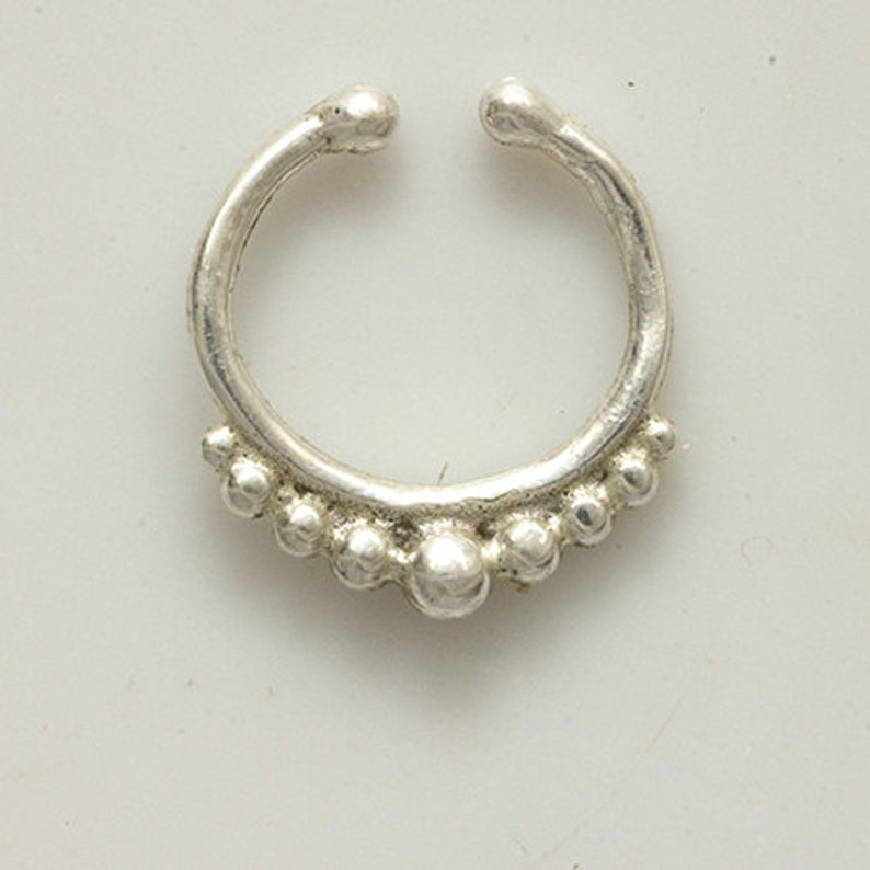 Tiny Sterling Silver Fake Septum Ring Faux Septum Jewelry Etsy