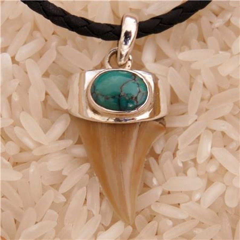 Shark Tooth Pendant With Turquoise Tribal Jewelry Shark Etsy