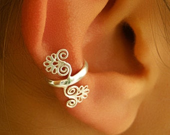 Silver Ear Cuff - Ear Wrap - Fake Ear Cuff - Earcuff Jewelry - Cuff Earrings - Wrap Earrings - Cartilage Earring - Non Pierced Ear Cuff