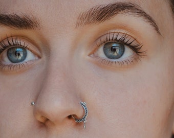 Indian Nose Ring, Tribal Nose Hoop, Silver Nose Piercing, Nose Jewelry