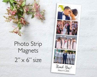 Photo Booth Strip Magnet for Weddings, Announcements, Thank You Magnets, 2" x 6" size