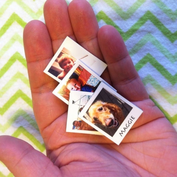 Mini Custom Photo Magnets - Wedding Favors Save the Date - Small Cute Magnets - 1" x 1 1/8" Size